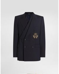 Dolce & Gabbana - Double-Breasted Sicilia Wool Canvas Jacket - Lyst