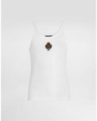 Dolce & Gabbana - Ribbed Jersey Tank Top With Patch - Lyst