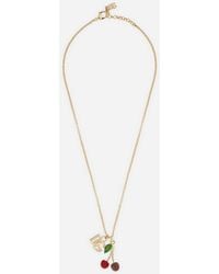 Dolce & Gabbana - Halskette Mit Dg-Logo Und Kirschen-Charm - Lyst