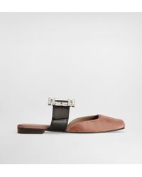 Dolce & Gabbana - Velvet Mules With Bejeweled Buckle - Lyst