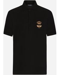 Dolce & Gabbana - Cotton Piqué Polo Shirt With French Wire Patch - Lyst