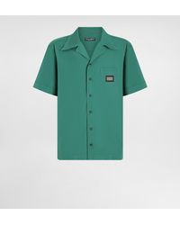 Dolce & Gabbana - Camicia Hawaii Cotone Con Placca Logata - Lyst