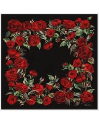 Dolce & Gabbana - Silk Rose Emblem Scarf - Lyst