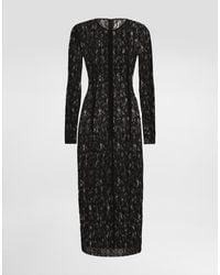 Dolce & Gabbana - Calf-Length Floral Lace Dress - Lyst