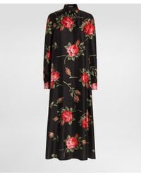 Dolce & Gabbana - Robe Longue En Sergé À Imprimé Bouquet De Roses - Lyst