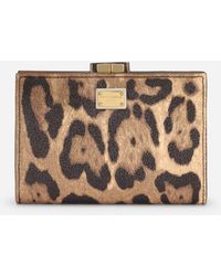 Dolce & Gabbana Leopard-print Crespo zip-around wallet with branded plate - Braun