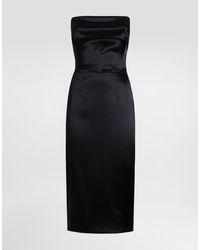 Dolce & Gabbana - Satin Calf-Length Corset Sheath Dress - Lyst