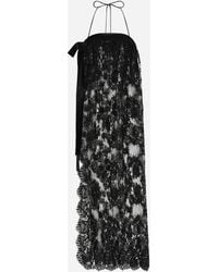 Dolce & Gabbana - Calf-Length Chantilly Lace Dress With Satin Details - Lyst