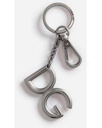 Dolce & Gabbana Llavero Metálico Con Logotipo - Gris