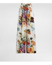 Dolce & Gabbana - Hose Aus Popeline Mit Blumenbouquet-Print - Lyst