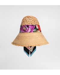 Dolce & Gabbana - Straw Hat With Bandeau Scarf - Lyst