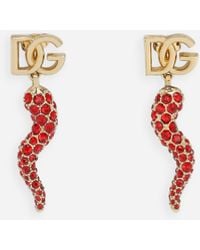 Dolce & Gabbana - Orecchini con pendente DG - Lyst