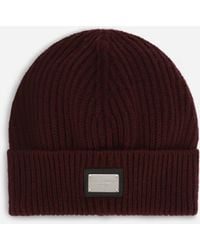 Dolce & Gabbana - Knit Cashmere And Wool Hat With Logo Tag - Lyst