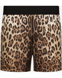 Dolce & Gabbana - Leopard-Print Silk Shorts - Lyst