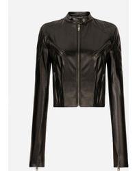 Dolce & Gabbana - Short Leather Biker Jacket - Lyst