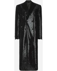 Dolce & Gabbana - Micro-Sequined Double-Breasted Coat - Lyst