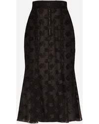 Dolce & Gabbana - Godet-Rock Aus Ausbrenner-Seide Mit Dg-Logo - Lyst