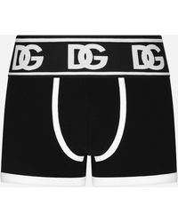 Dolce & Gabbana Boxershorts bi-elastischer Jersey mit DG-Logo - Schwarz