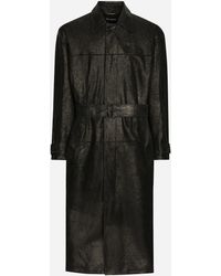 Dolce & Gabbana - Leather Belted Trench Coat - Lyst