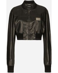 Dolce & Gabbana - Leather Cropped Jacket - Lyst