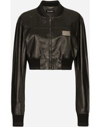Dolce & Gabbana - Leather Cropped Jacket - Lyst