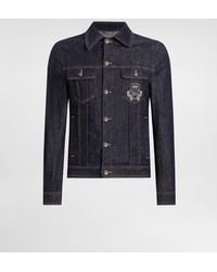 Dolce & Gabbana - Cotton Denim Jacket With Patch - Lyst