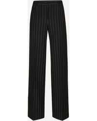 Dolce & Gabbana - Pantalon Flare En Toile De Laine À Rayures Tennis - Lyst