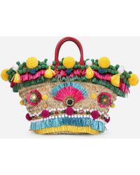 Dolce & Gabbana Capazo Kendra de paja con bordados - Multicolor