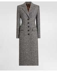 Dolce & Gabbana - Abrigo De Botonadura Sencilla De Lana En Chevrón - Lyst