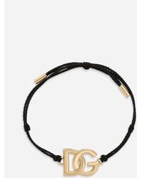 Dolce & Gabbana - Cord Bracelet With Large Dg Logo - Lyst