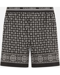 Dolce & Gabbana Stretch Cotton Shorts With Tie Print - Multicolour