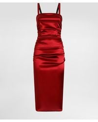 Dolce & Gabbana - Stretch Satin Fitted Dress - Lyst