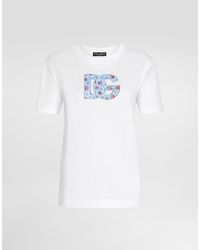 Dolce & Gabbana - Jersey T-Shirt With Dg Print Patch - Lyst