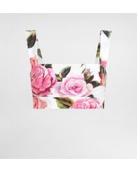 Dolce & Gabbana - Cotton Bralette Top With Rose - Lyst