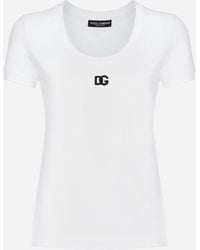 Dolce & Gabbana - T-Shirt Aus Jersey Mit Dg-Logo - Lyst