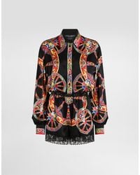 Dolce & Gabbana - Carretto-Print Satin Jumpsuit - Lyst