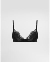 Dolce & Gabbana - Soft Cut Satin Bra With Lace - Lyst