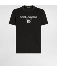 Dolce & Gabbana - Camiseta De Algodón Con Dg Bordado - Lyst