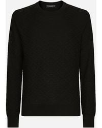 Dolce & Gabbana - Rundhalspullover Aus Seide Dg-Logo Allover - Lyst