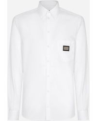 Dolce & Gabbana - Cotton Martini-Fit Shirt With Branded Tag - Lyst