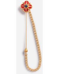Dolce & Gabbana Krawattennadel Aus Metall Mit Emaillierter Blume - Mettallic