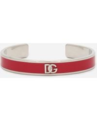 Dolce & Gabbana - Pulsera Rígida De Esmalte Con Logotipo Dg - Lyst
