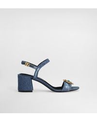Dolce & Gabbana - Denim Sandals With Embroidery And Stones - Lyst