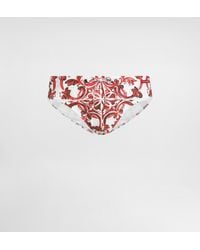 Dolce & Gabbana - Majolica-Print High Swim Briefs - Lyst
