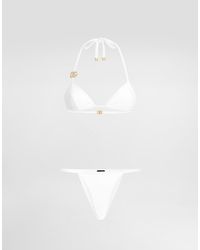Dolce & Gabbana - Bikini Triangular Con Logo Dg - Lyst