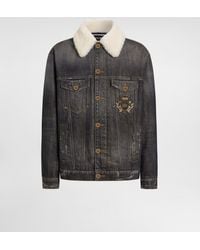 Dolce & Gabbana - Denim Jacket With Logo Patch - Lyst