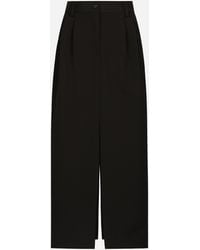Dolce & Gabbana - Wool Gabardine Calf-Length Tuxedo Pencil Skirt - Lyst