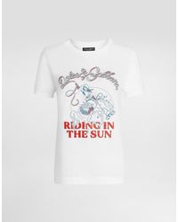 Dolce & Gabbana - Jersey T-Shirt With Print And Embroidery - Lyst