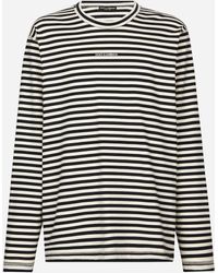 Dolce & Gabbana - Long-Sleeved Striped T-Shirt With Logo - Lyst