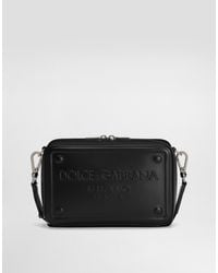 Dolce & Gabbana - Bolso Bandolera En Piel De Becerro Con Logotipo En Relieve - Lyst